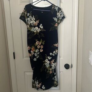 Navy Floral Maternity Dress